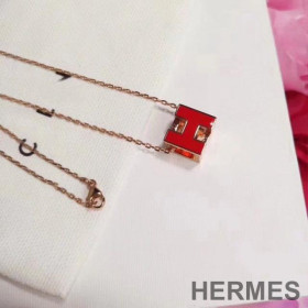 Hermes Cage D'H Pendant Necklace Red
