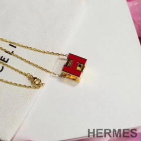 Hermes Cage D'H Pendant Necklace Red