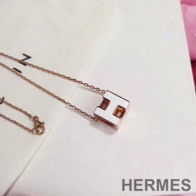 Hermes Cage D'H Pendant Necklace White