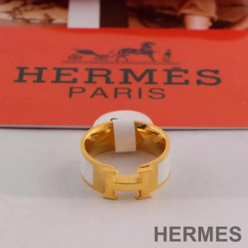 Hermes Clic H Ring Gold Hardware White