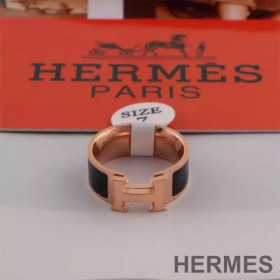 Hermes Clic H Ring Rose Gold Hardware Black