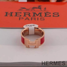 Hermes Clic H Ring Rose Gold Hardware Red