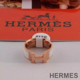 Hermes Clic H Ring Rose Gold Hardware White