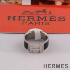 Hermes Clic H Ring Silver Hardware Black