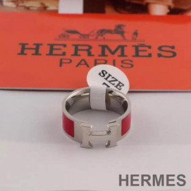 Hermes Clic H Ring Silver Hardware Red
