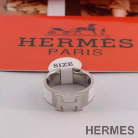 Hermes Clic H Ring Silver Hardware White