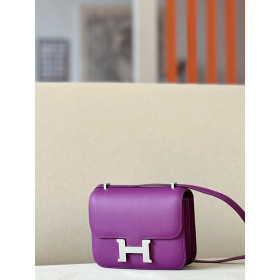 Hermes Constance 19 Ostrich Bleu Hydra (T7) Gold Hardware Purple