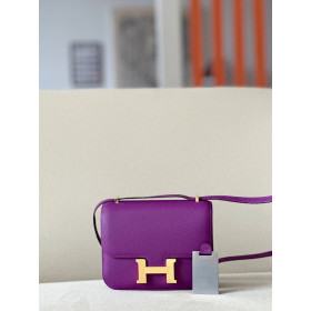 Hermes Constance 19 Ostrich Anemone (P9) Gold Hardware Purple