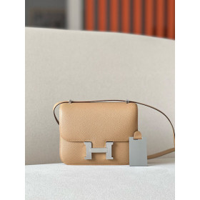 Hermes Constance 19 Shiny Alligator Gris Tourterelle (81) Palladium Hardware Dark Beige