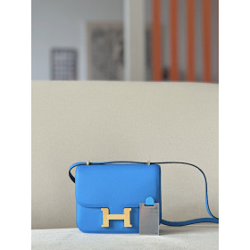 Hermes Constance 19 Epsom Gris Asphalte(M8) Palladium Hardware Blue