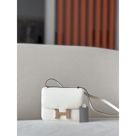 Hermes Constance 19 Shiny Alligator Rose Sheherazade (J5) Palladium Hardware White