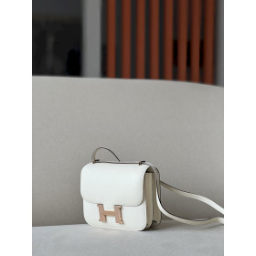 Hermes Constance 19 Shiny Alligator Rose Sheherazade (J5) Palladium Hardware White