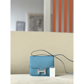 Hermes Constance 19 Epsom Gris Meyer(0L) Palladium Hardware Blue