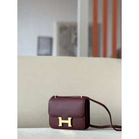 Hermes Constance 19 Epsom Rose Confetti(1Q) Palladium Hardware Dark Brown