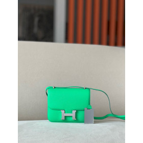 Hermes Bolide Mini Evercolor New Bleu Jean (D2) Palladium Hardware Green