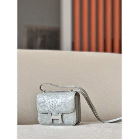 Hermes Constance 19 HSS Matte Alligator Grey Crocs Hardware