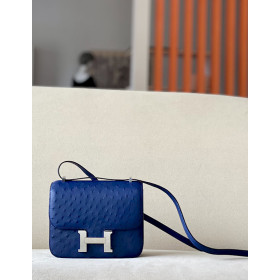 Hermes Constance 19 Matte Alligator Gris Perle(80) Palladium Hardware Dark Blue