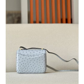 Hermes Constance 19 Matte Alligator Mauve Pale (09) Palladium Hardware Light Blue