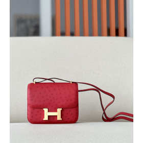 Hermes Constance 19 Matte Alligator Mimosa (M9) Palladium Hardware Red