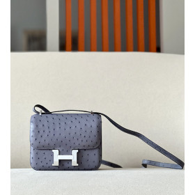 Hermes Constance 19 Ostrich Dark Grey Iris (77) Palladium Hardware