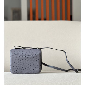 Hermes Constance 19 Ostrich Dark Grey Iris (77) Palladium Hardware