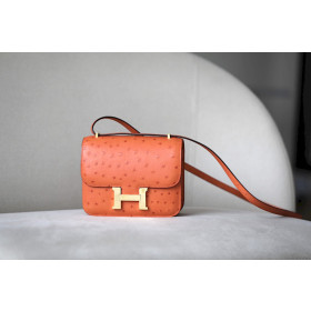Hermes Constance 19 Lizard Etain(8F) Gold Hardware Orange