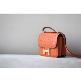 Hermes Constance 19 Lizard Etain(8F) Gold Hardware Orange