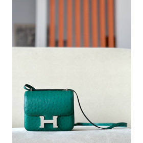 Hermes Bolide Mini Evercolor Mauve Pale (09) Palladium Hardware Dark Green