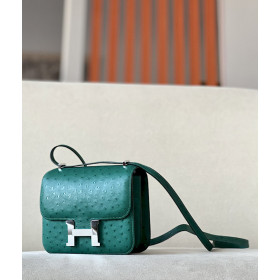 Hermes Bolide Mini Evercolor Mauve Pale (09) Palladium Hardware Dark Green