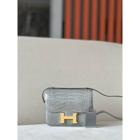 Hermes Constance 19 Ostrich Nior (89) Palladium Hardware Grey