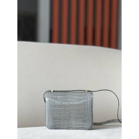 Hermes Constance 19 Ostrich Nior (89) Palladium Hardware Grey