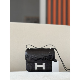 Hermes Constance 19 Ostrich Parchemin (3C) Palladium Hardware Dark Brown