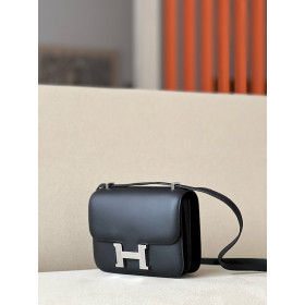 Hermes Constance 19 Ostrich Terre Cuite (94) Palladium Hardware Black