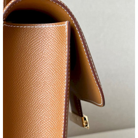 Hermes Kelly Pochette Lizard Blue Saphir (73) Palladium Hardware Brown