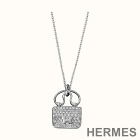 Hermes Constance Amulette Pendant Necklace Silver