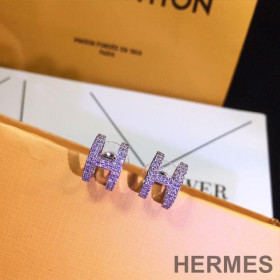Hermes Crystal H Earrings Sliver