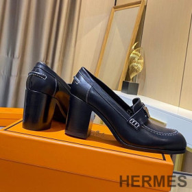 Hermes Dauphine 70 Loafers Women Calfskin Black/White