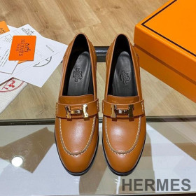 Hermes Dauphine 70 Loafers Women Calfskin Brown