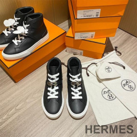 Hermes Daydream High-Top Sneakers Unisex Calfskin Black/Silver