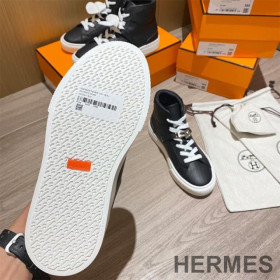 Hermes Daydream High-Top Sneakers Unisex Calfskin Black/Silver
