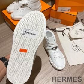 Hermes Daydream High-Top Sneakers Unisex Calfskin White/Silver