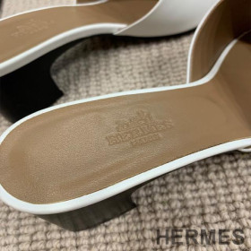 Hermes Dreamy Heeled Slides Women Calfskin White