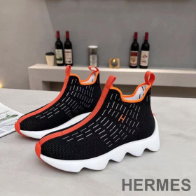 Hermes Eclair Sneakers Unisex Knit Black/Red