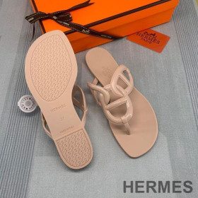 Hermes Egerie Slides Women Rubber with Chaine D'ancre Apricot