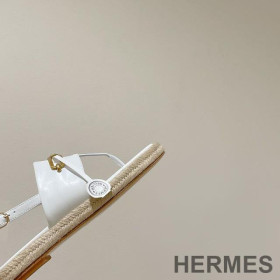Hermes Eloise Espadrille Sandals Women Calfskin with Roulis Buckle White