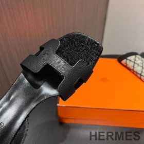 Hermes Eternite 95 Slingback Sandals Women Grained Calfskin Black