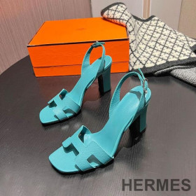 Hermes Eternite 95 Slingback Sandals Women Grained Calfskin Blue