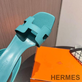 Hermes Eternite 95 Slingback Sandals Women Grained Calfskin Blue