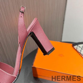 Hermes Eternite 95 Slingback Sandals Women Grained Calfskin Burgundy Red