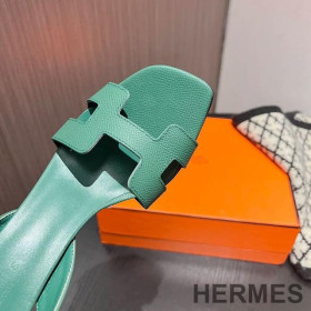 Hermes Eternite 95 Slingback Sandals Women Grained Calfskin Green